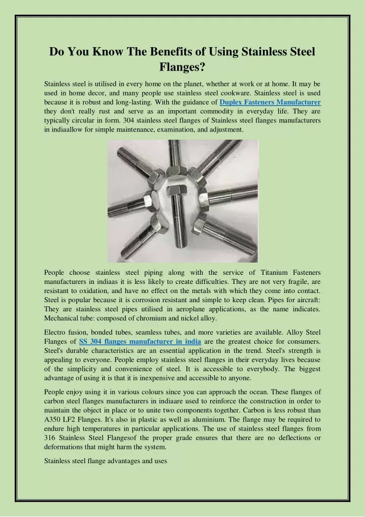 do you know the benefits of using stainless steel