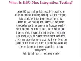 what is hbo max integration testing