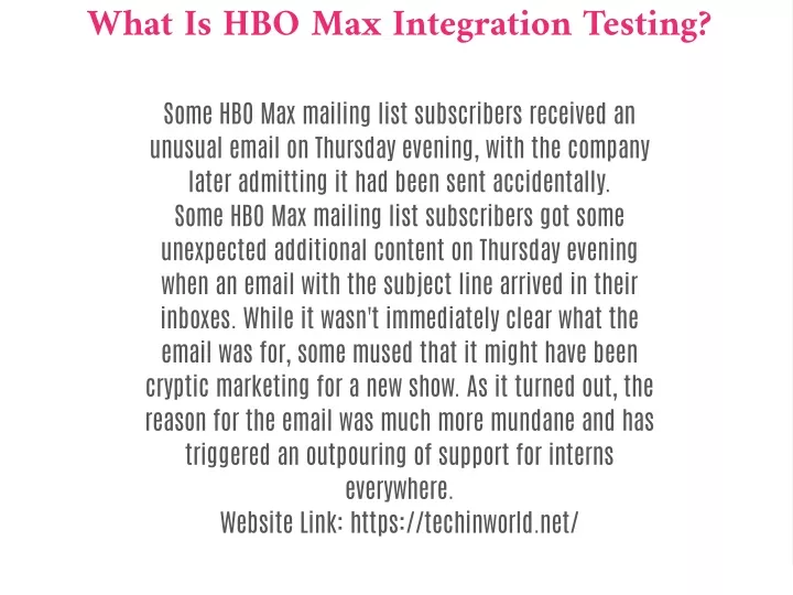 what is hbo max integration testing