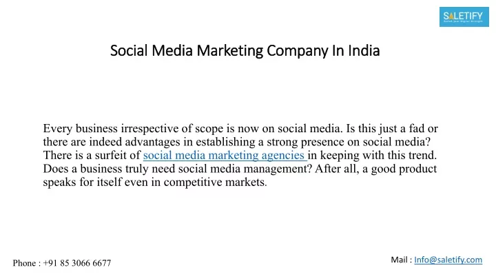 social media marketing company in india social