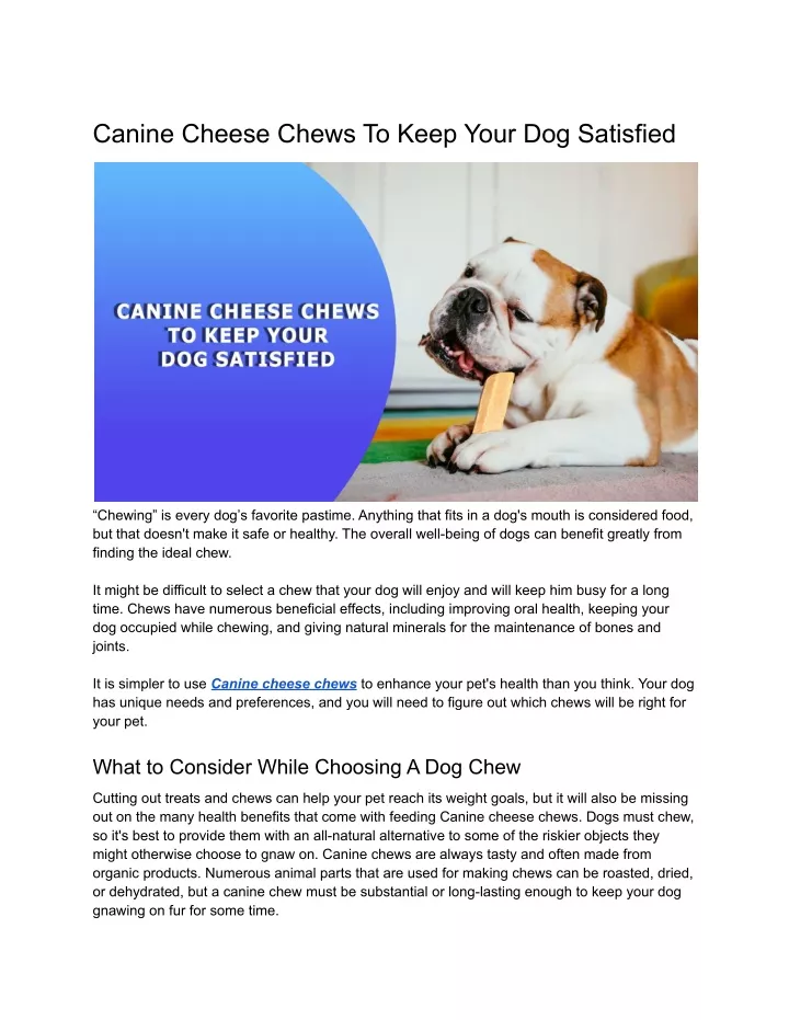 canine cheese chews to keep your dog satisfied