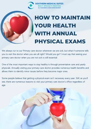How to Maintain Your Health with Annual Physical Exams