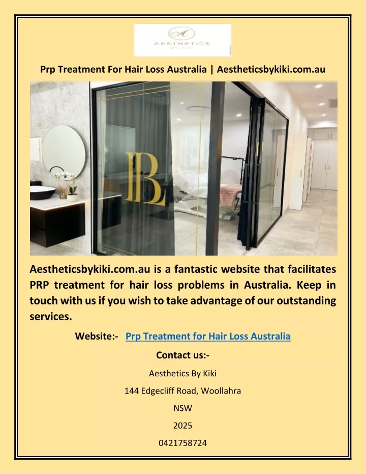 prp treatment for hair loss australia