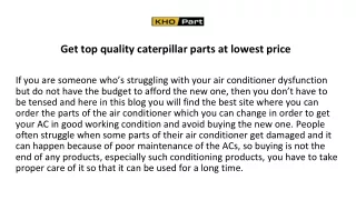Get top quality caterpillar parts at lowest price