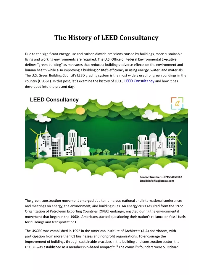 the history of leed consultancy
