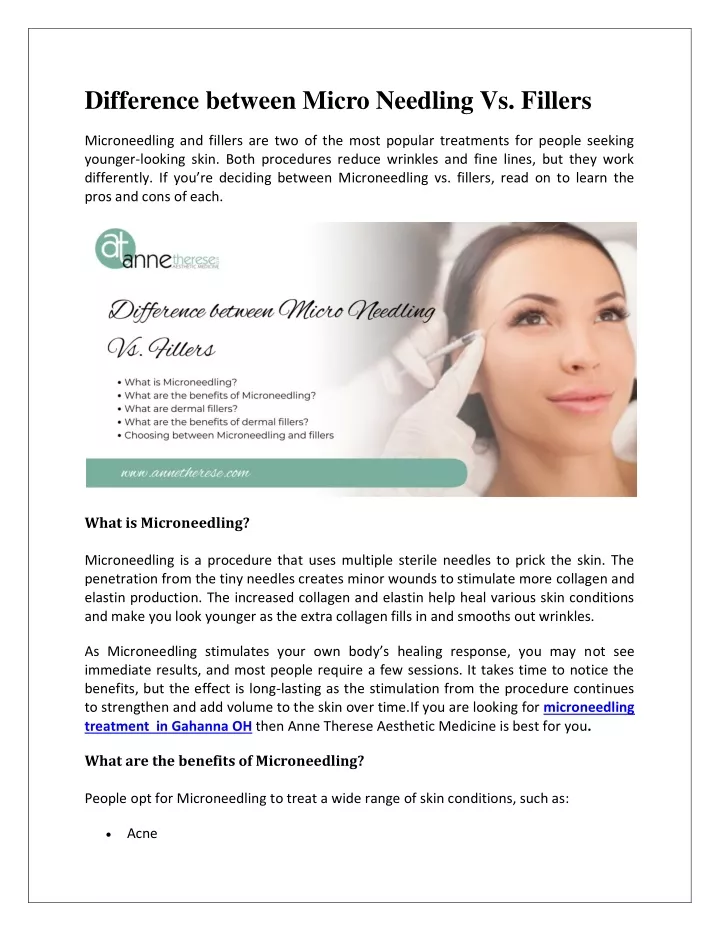 difference between micro needling vs fillers