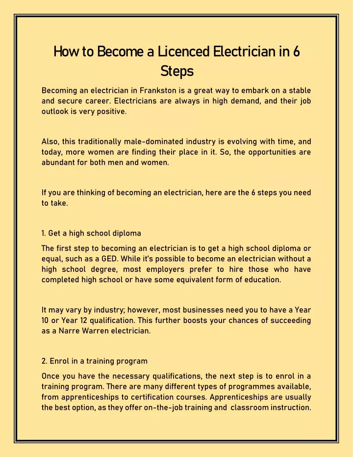 how to become a licenced electrician in 6 steps