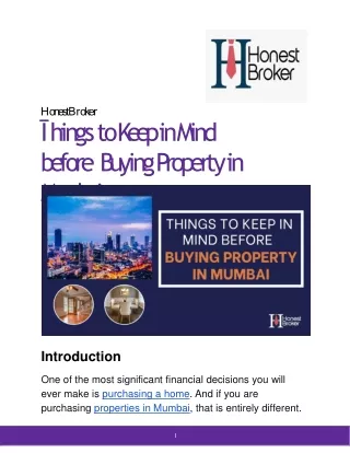 Things to Keep in Mind before Buying Property in Mumbai