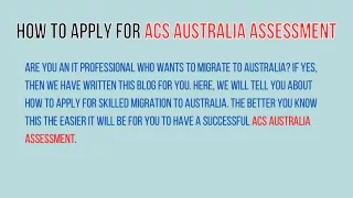 how to apply for acs australia assessment