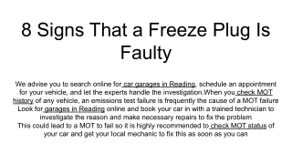 8 signs that a freeze plug is faulty