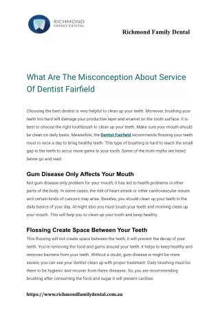 What Are The Misconception About Service Of Dentist Fairfield