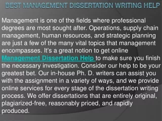 best management dissertation writing help