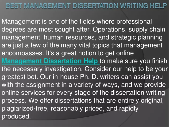 best management dissertation writing help