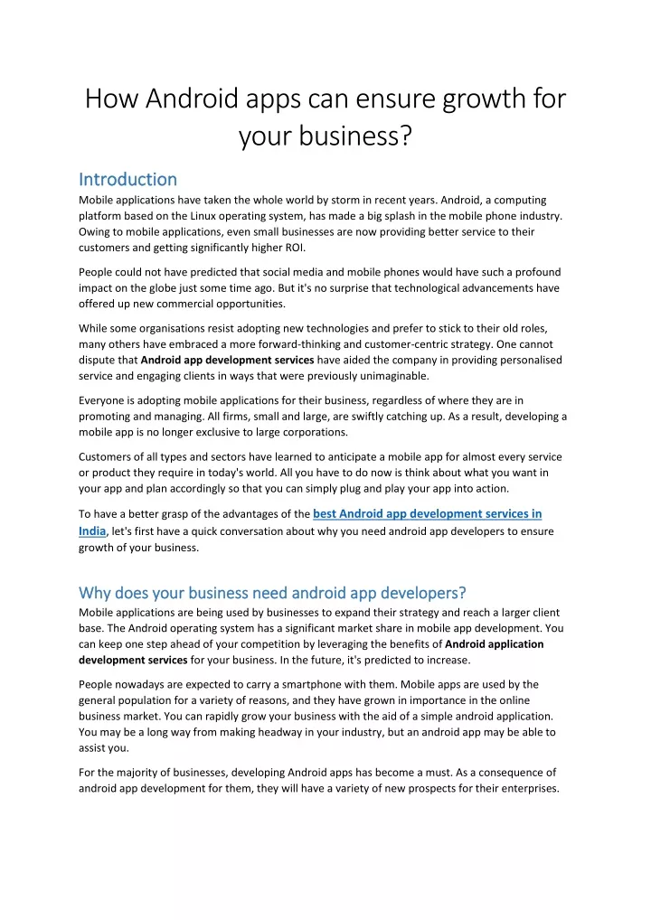 how android apps can ensure growth for your