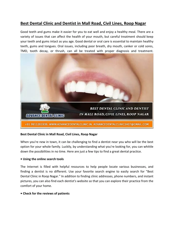 best dental clinic and dentist in mall road civil