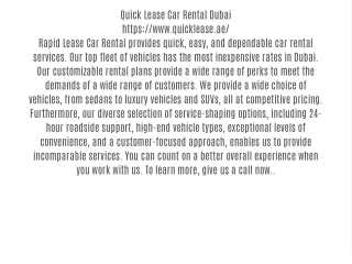 Quick Lease Car Rental Dubai