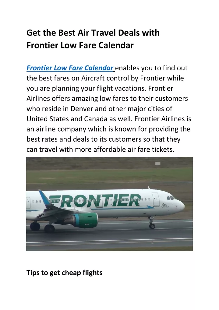 get the best air travel deals with frontier