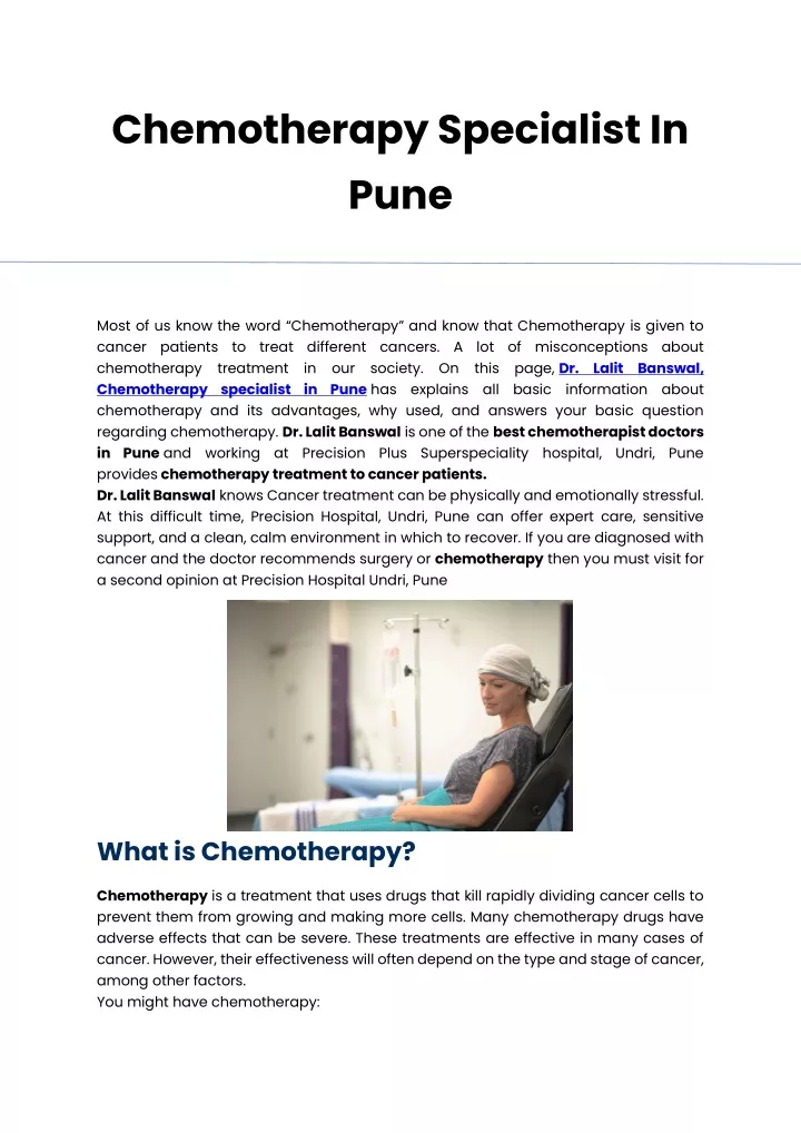 chemotherapy specialist in pune