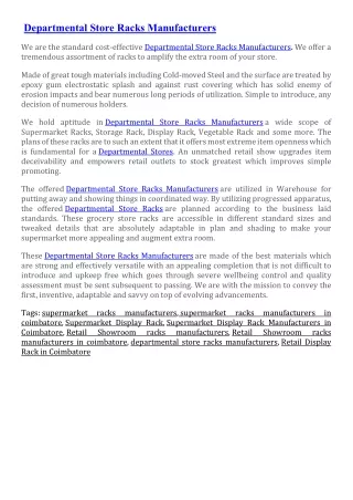 Departmental Store Racks Manufacturers