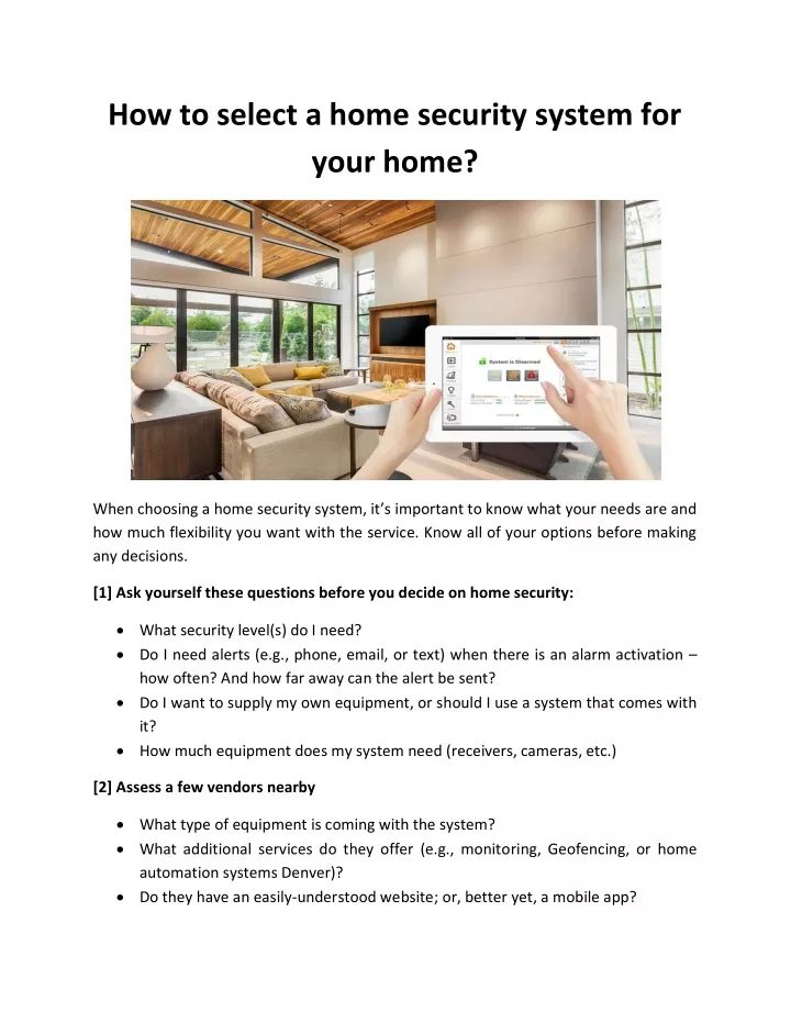 how to select a home security system for your home