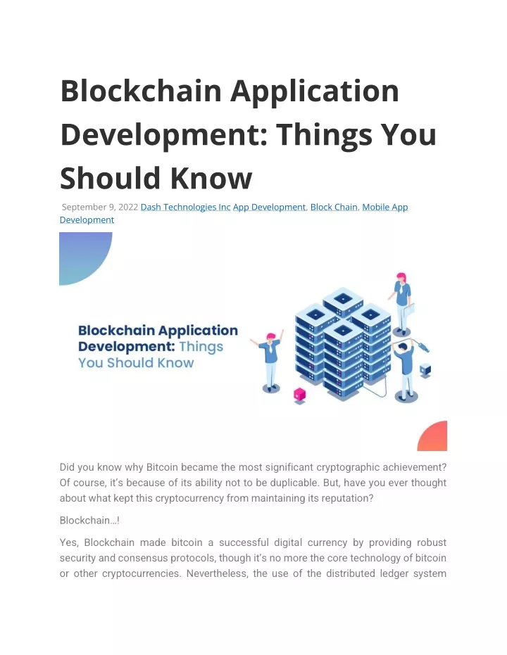 blockchain application development things