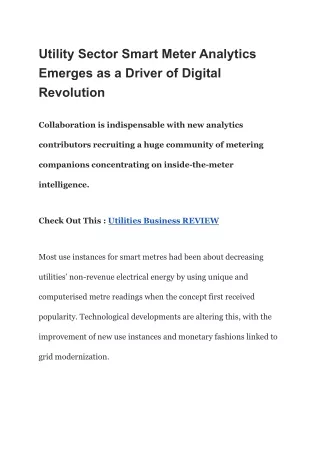 utility sector smart meter analytics emerges