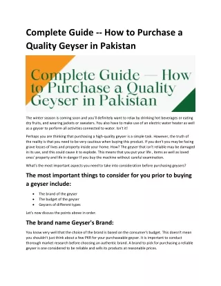 complete guide how to purchase a quality geyser