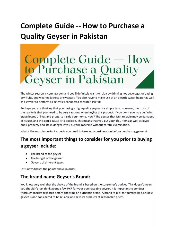 complete guide how to purchase a quality geyser