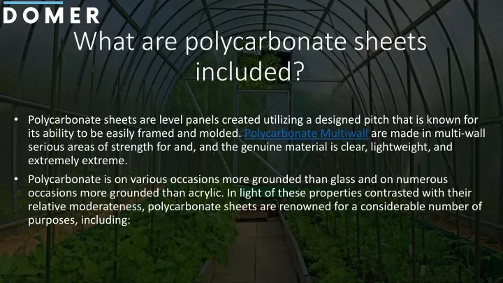 what are polycarbonate sheets included