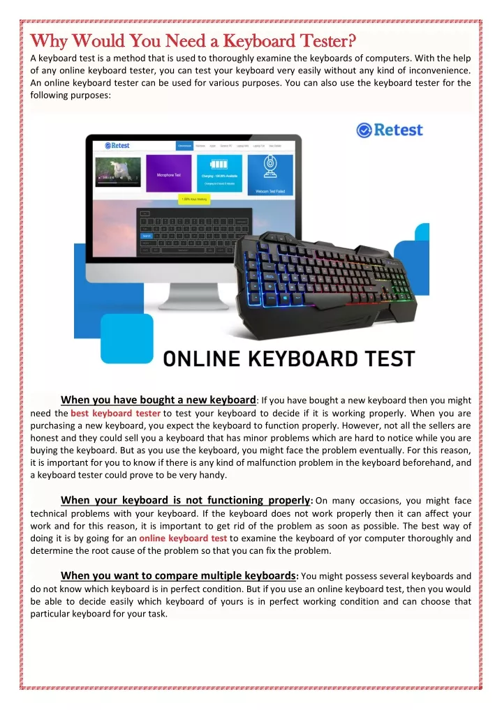 why would you need a keyboard tester why would