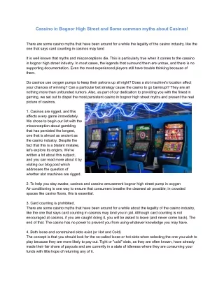 Cassino in Bognor High Street and Some common myths about Casinos