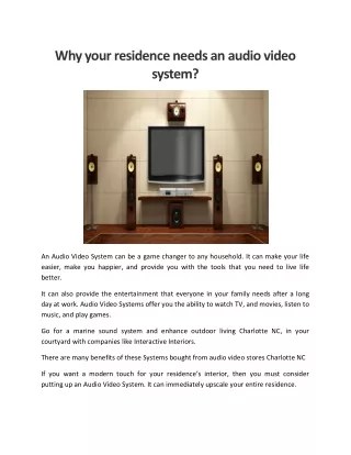 why your residence needs an audio video system
