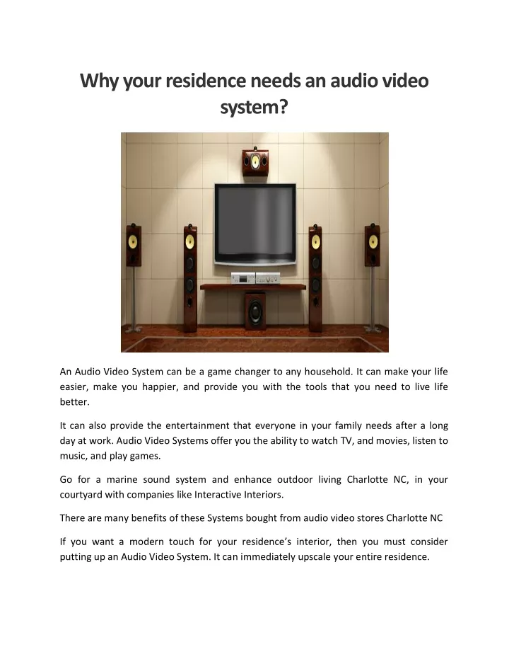 why your residence needs an audio video system