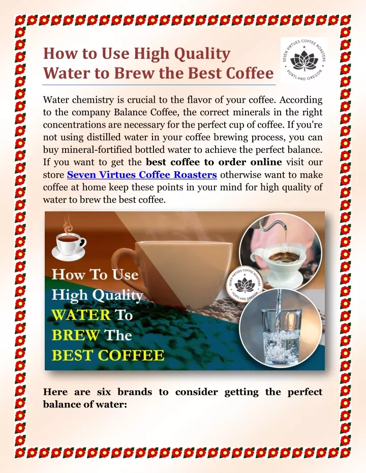 how to use high quality water to brew the best