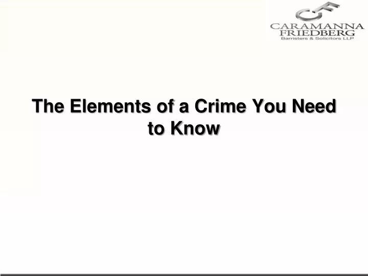 the elements of a crime you need to know