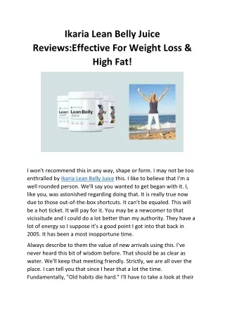 Ikaria Lean Belly Juice Reviews: Is It Most Effective for Weight Loss?