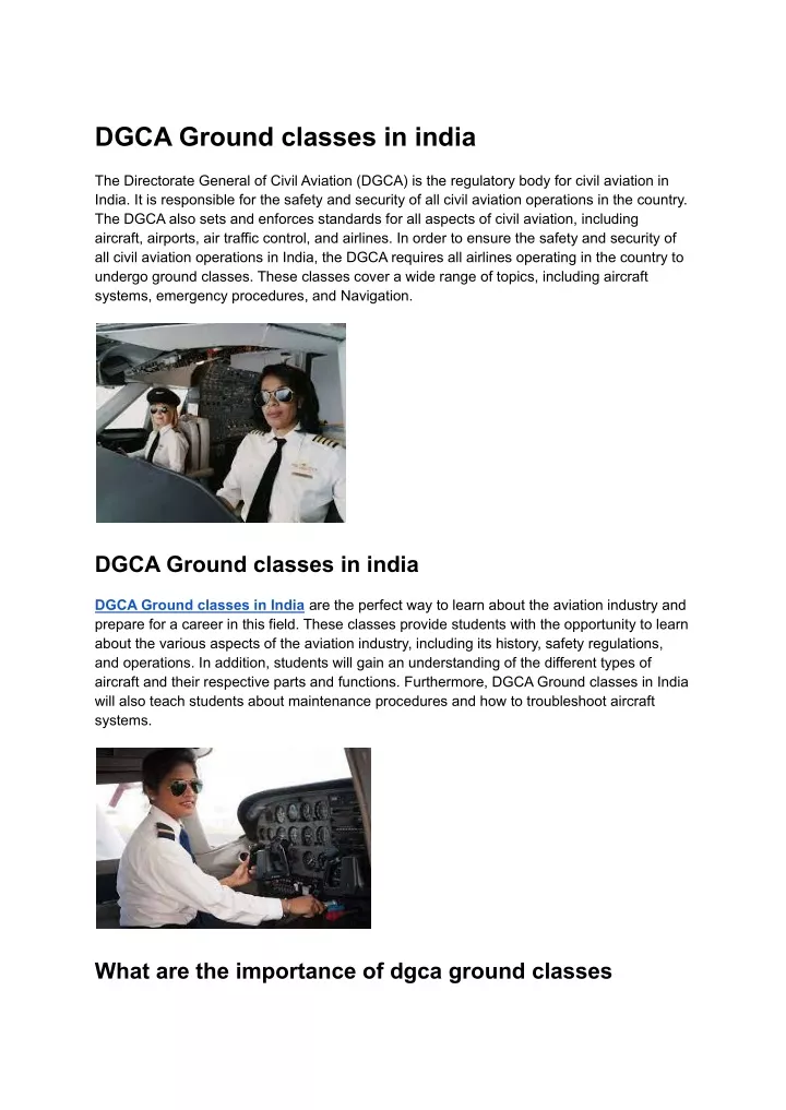 dgca ground classes in india