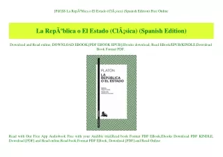 [Pdf]$$ La RepÃƒÂºblica o El Estado (ClÃƒÂ¡sica) (Spanish Edition) Free Online