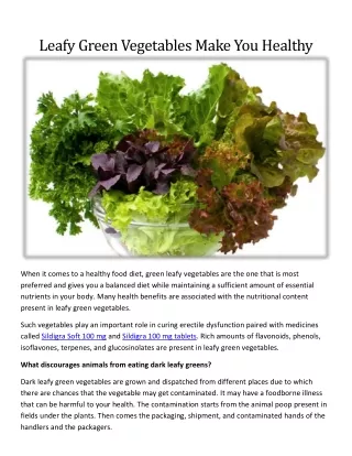 Leafy Green Vegetables Make You Healthy