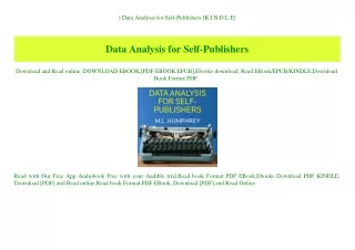 data analysis for self publishers k i n d l e