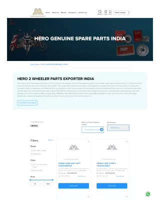 Genuine Parts- Hero Spare Parts exporter from india