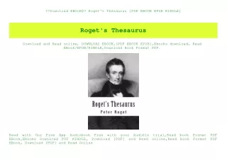 Download EBOoK@ Roget's Thesaurus [PDF EBOOK EPUB KINDLE]