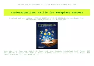 [Pdf]$$ Professionalism Skills for Workplace Success Full Book