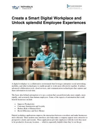 Create A Smart Digital Workplace And Unlock splendid Employee Experiences