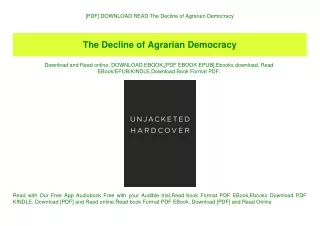 [PDF] DOWNLOAD READ The Decline of Agrarian Democracy (DOWNLOAD E.B.O.O.K.^)