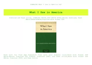DOWNLOAD What I Saw in America Pdf