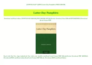 [DOWNLOAD^^][PDF] Latter-Day Pamphlets FREE EBOOK