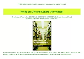[FREE] [DOWNLOAD] [READ] Notes on Life and Letters (Annotated) Full PDF
