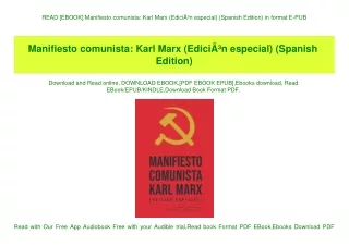 READ [EBOOK] Manifiesto comunista Karl Marx (EdiciÃƒÂ³n especial) (Spanish Edition) in format E-PUB