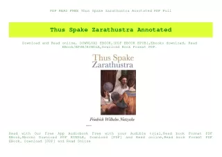 pdf read free thus spake zarathustra annotated